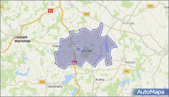 gmina Bisztynek - powiat bartoszycki na mapie Targeo