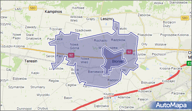 gmina Błonie - powiat warszawski zachodni na mapie Targeo