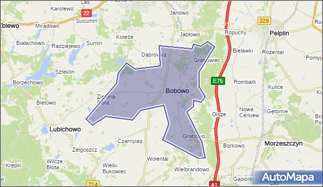 gmina Bobowo - powiat starogardzki na mapie Targeo