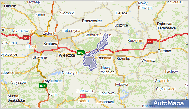 gmina Bochnia - powiat bocheński na mapie Targeo