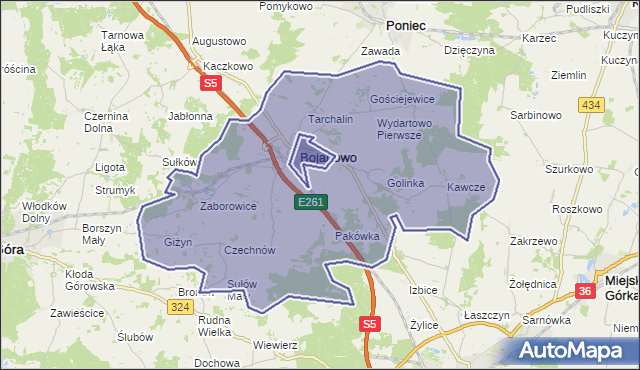 gmina Bojanowo - powiat rawicki na mapie Targeo