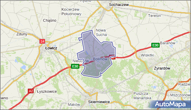 gmina Bolimów - powiat skierniewicki na mapie Targeo