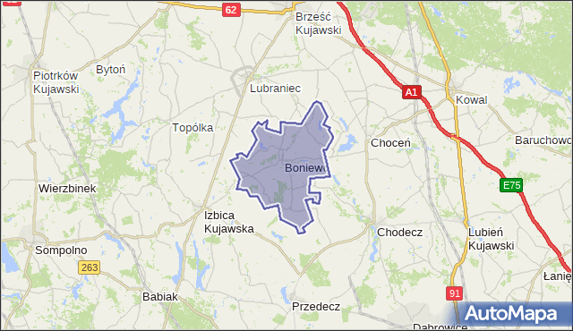 gmina Boniewo - powiat włocławski na mapie Targeo