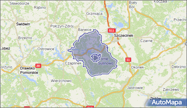 gmina Borne Sulinowo - powiat szczecinecki na mapie Targeo