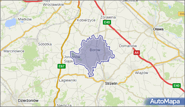 gmina Borów - powiat strzeliński na mapie Targeo
