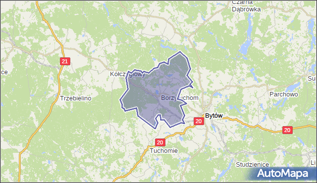 gmina Borzytuchom - powiat bytowski na mapie Targeo