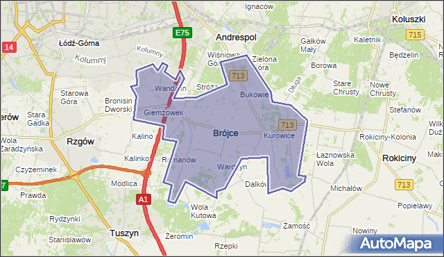 gmina Brójce - powiat łódzki wschodni na mapie Targeo