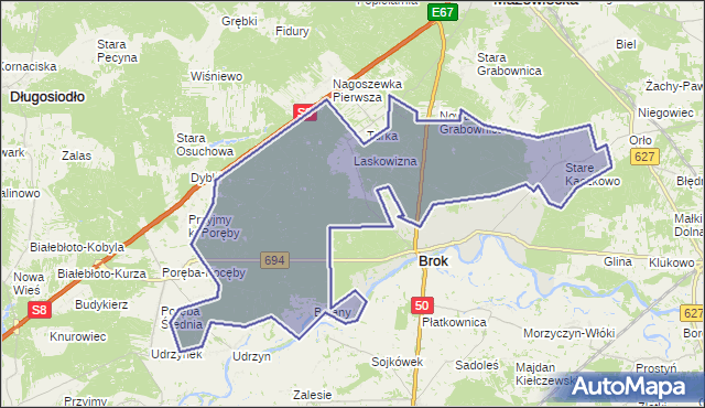 gmina Brok - powiat ostrowski na mapie Targeo