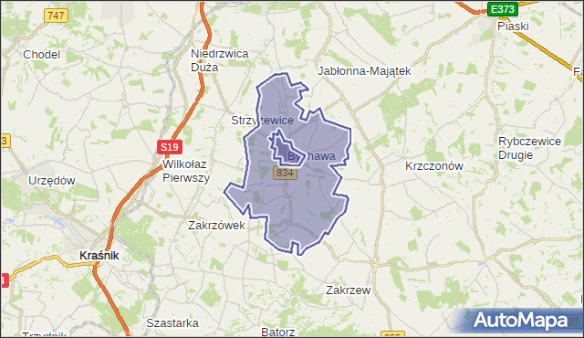 gmina Bychawa - powiat lubelski na mapie Targeo