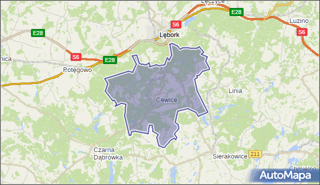 gmina Cewice - powiat lęborski na mapie Targeo