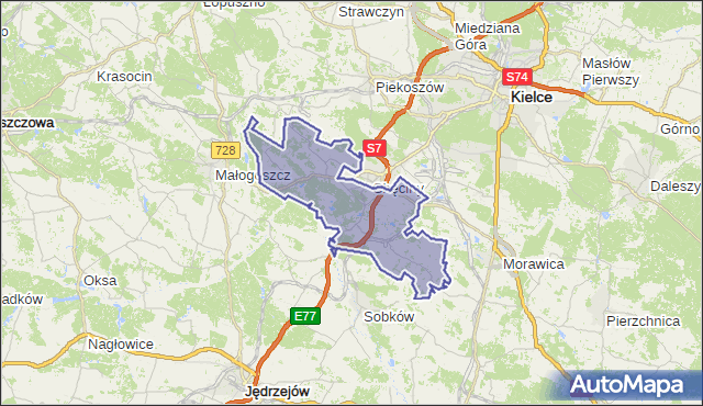 gmina Chęciny - powiat kielecki na mapie Targeo