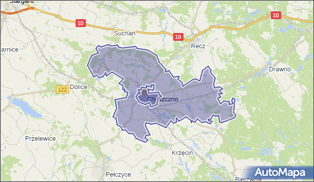 gmina Choszczno - powiat choszczeński na mapie Targeo
