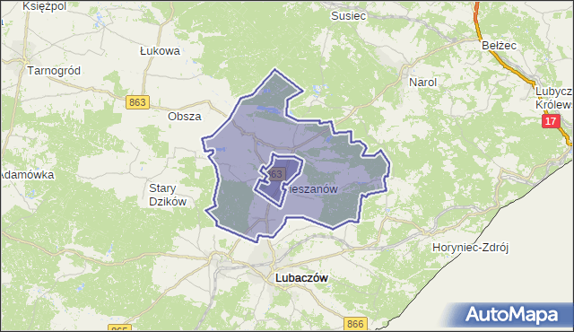 gmina Cieszanów - powiat lubaczowski na mapie Targeo