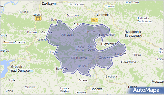 gmina Ciężkowice - powiat tarnowski na mapie Targeo