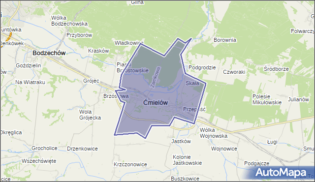 gmina Ćmielów - powiat ostrowiecki na mapie Targeo