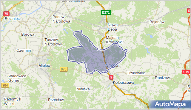 gmina Cmolas - powiat kolbuszowski na mapie Targeo