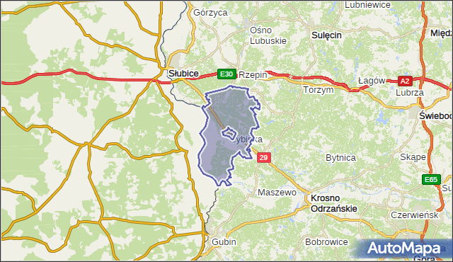 gmina Cybinka - powiat słubicki na mapie Targeo