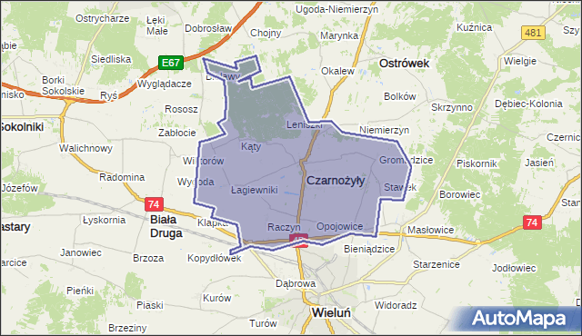 gmina Czarnożyły - powiat wieluński na mapie Targeo