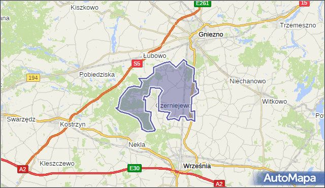 gmina Czerniejewo - powiat gnieźnieński na mapie Targeo