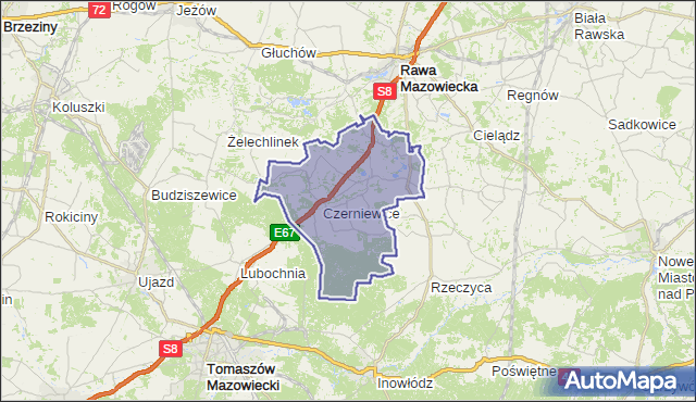 gmina Czerniewice - powiat tomaszowski na mapie Targeo