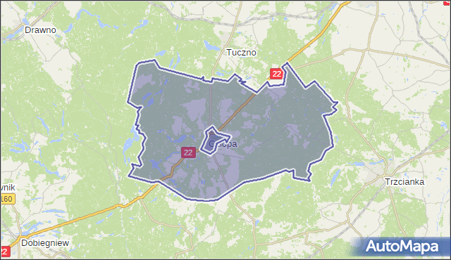 gmina Człopa - powiat wałecki na mapie Targeo