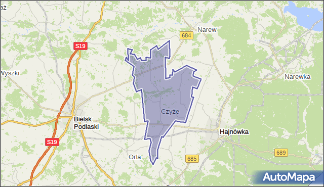 gmina Czyże - powiat hajnowski na mapie Targeo