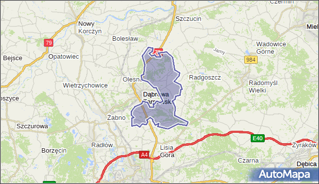 gmina Dąbrowa Tarnowska - powiat dąbrowski na mapie Targeo