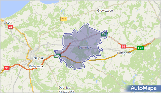 gmina Damnica - powiat słupski na mapie Targeo