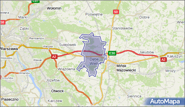 gmina Dębe Wielkie - powiat miński na mapie Targeo