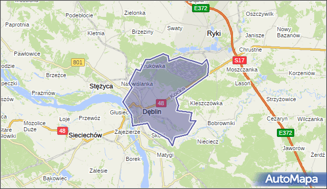 gmina Dęblin - powiat rycki na mapie Targeo