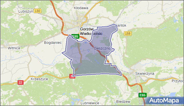 gmina Deszczno - powiat gorzowski na mapie Targeo