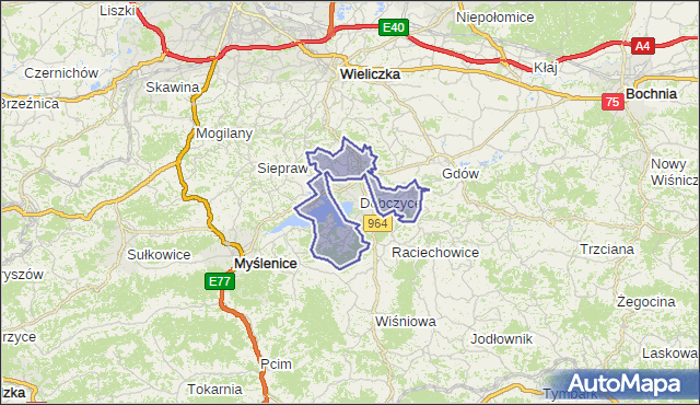 gmina Dobczyce - powiat myślenicki na mapie Targeo
