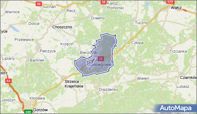 gmina Dobiegniew - powiat strzelecko-drezdenecki na mapie Targeo