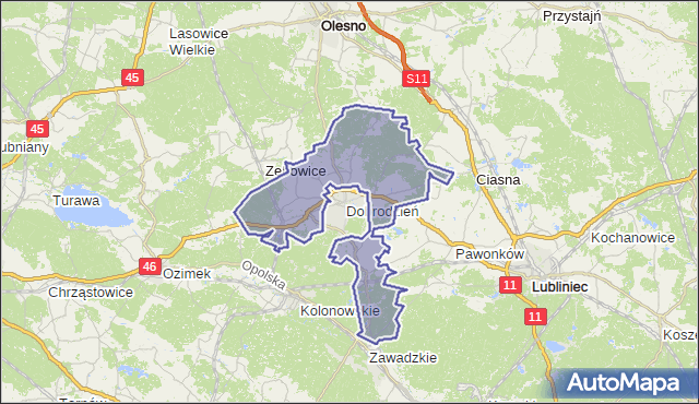 gmina Dobrodzień - powiat oleski na mapie Targeo