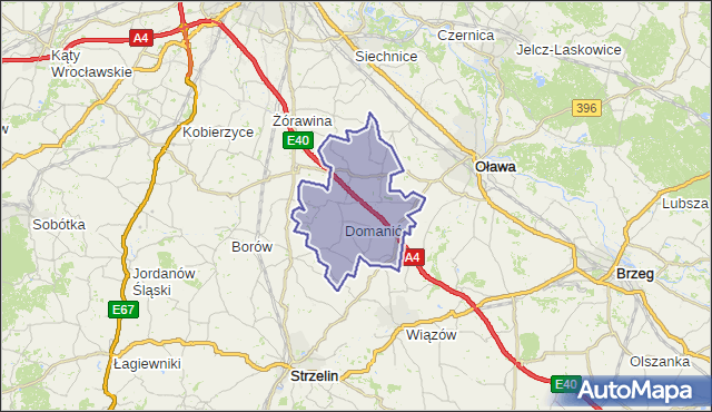 gmina Domaniów - powiat oławski na mapie Targeo