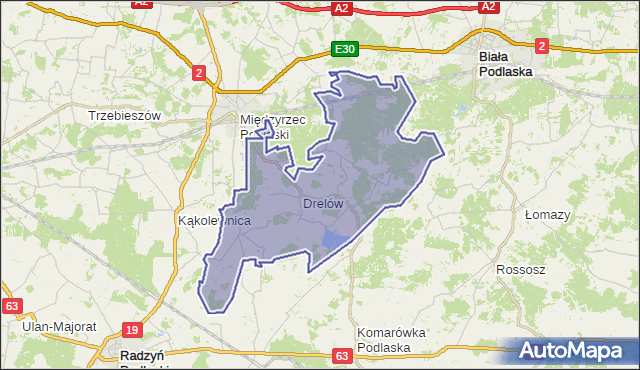 gmina Drelów - powiat bialski na mapie Targeo