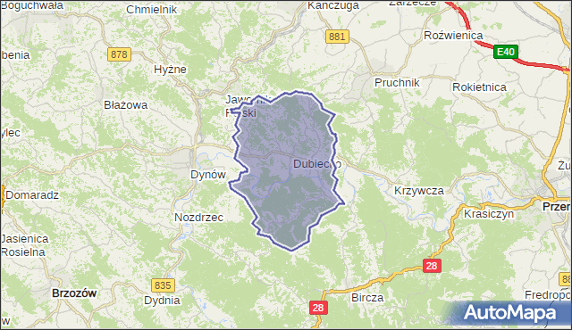 gmina Dubiecko - powiat przemyski na mapie Targeo