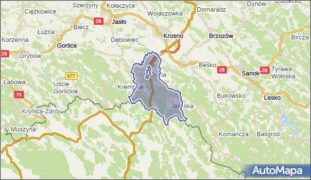 gmina Dukla - powiat krośnieński na mapie Targeo