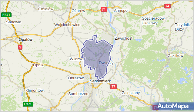 gmina Dwikozy - powiat sandomierski na mapie Targeo