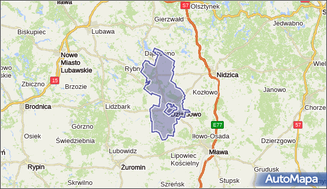 gmina Działdowo - powiat działdowski na mapie Targeo