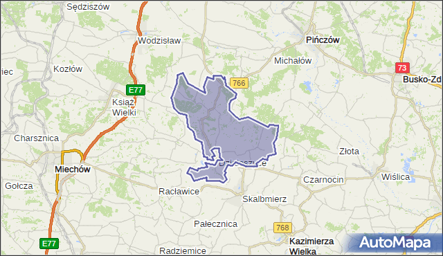 gmina Działoszyce - powiat pińczowski na mapie Targeo