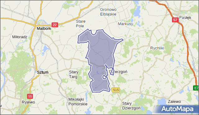 gmina Dzierzgoń - powiat sztumski na mapie Targeo