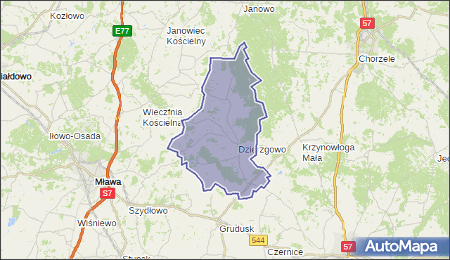 gmina Dzierzgowo - powiat mławski na mapie Targeo