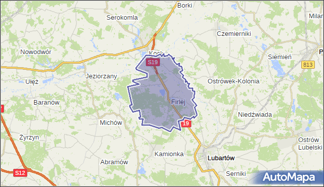 gmina Firlej - powiat lubartowski na mapie Targeo