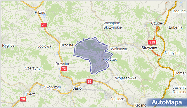 gmina Frysztak - powiat strzyżowski na mapie Targeo