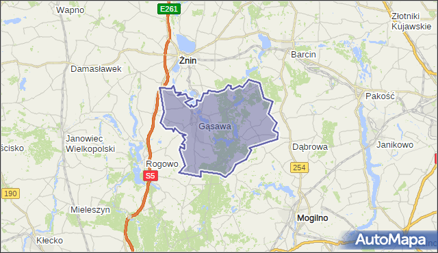 gmina Gąsawa - powiat żniński na mapie Targeo