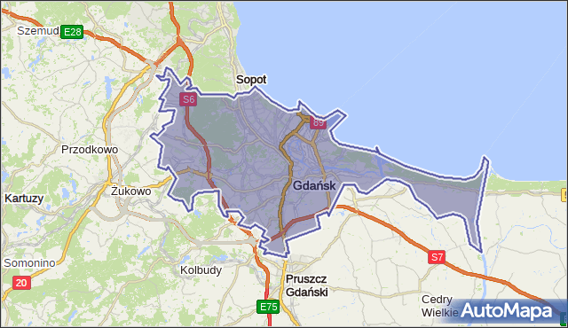 gmina Gdańsk - powiat Gdańsk na mapie Targeo