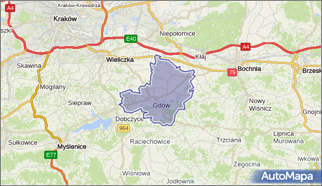 gmina Gdów - powiat wielicki na mapie Targeo