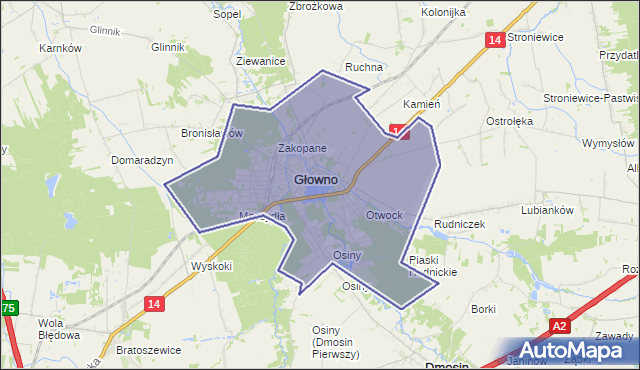 gmina Głowno - powiat zgierski na mapie Targeo