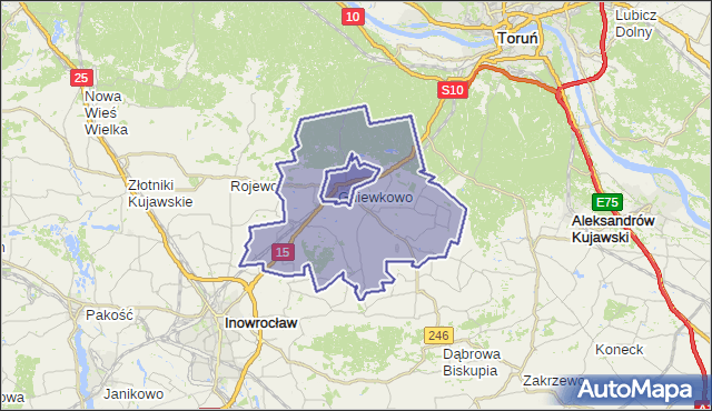gmina Gniewkowo - powiat inowrocławski na mapie Targeo